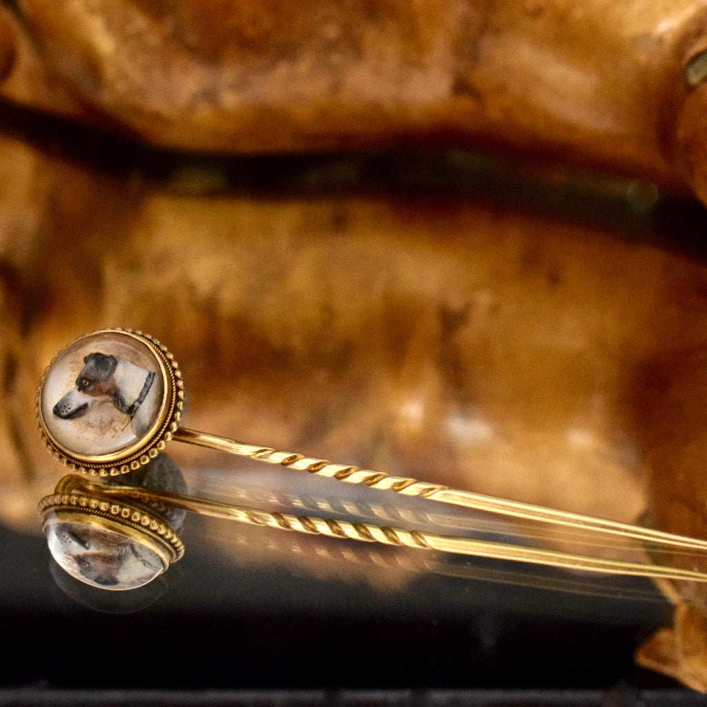 Victorian Essex Crystal Reverse Painted Intaglio 16ct Gold Circa 1875