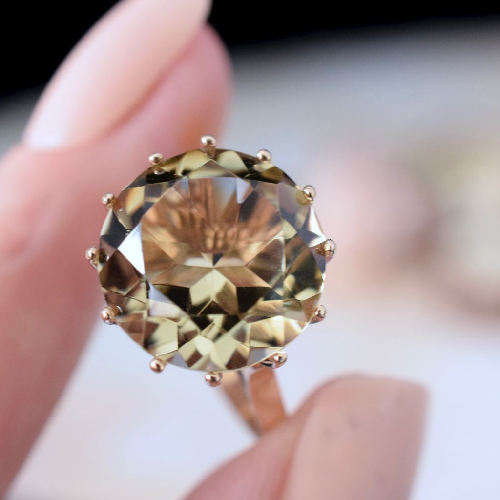 Vintage 9ct Yellow Gold Lemon Citrine Ring