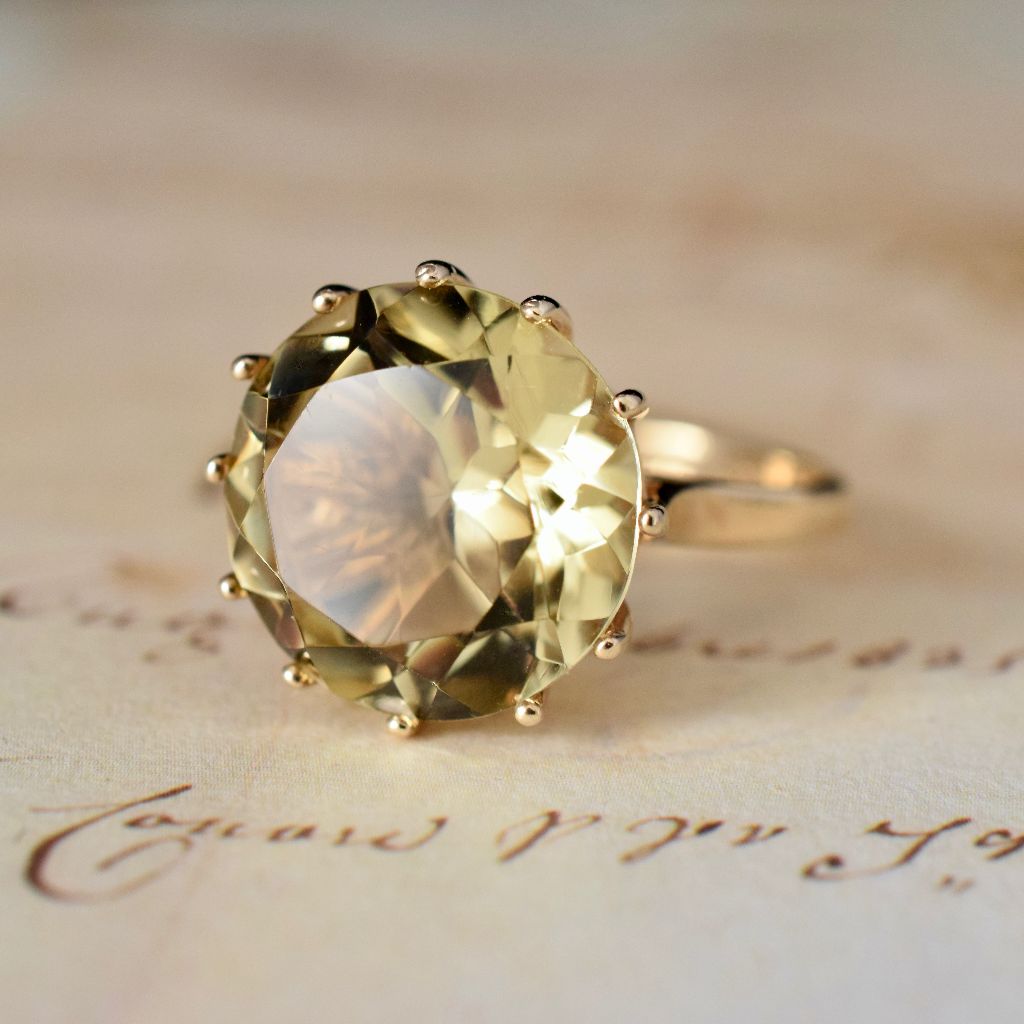 Vintage 9ct Yellow Gold Lemon Citrine Ring