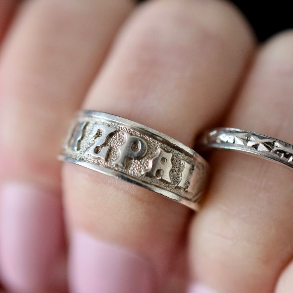 Antique Victorian Sterling Silver ‘Mizpah’ Ring Birmingham 1887