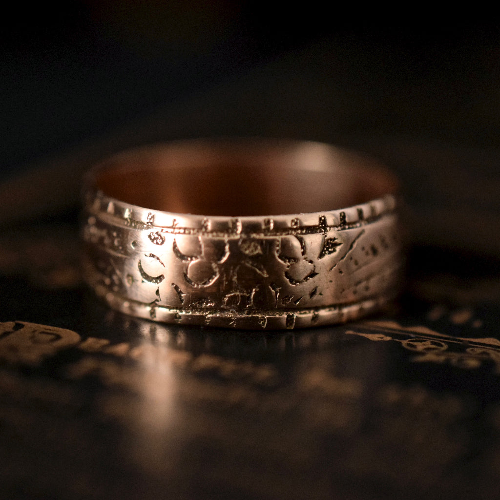Antique 9ct Rose Gold ‘Chester’ Floral Wide Cigar Band
