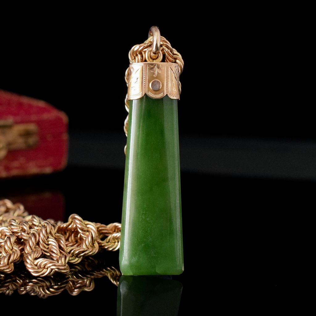 Antique Australian Willis and Sons Nephrite Jade Pounamu Pendant / Fob Circa 1895