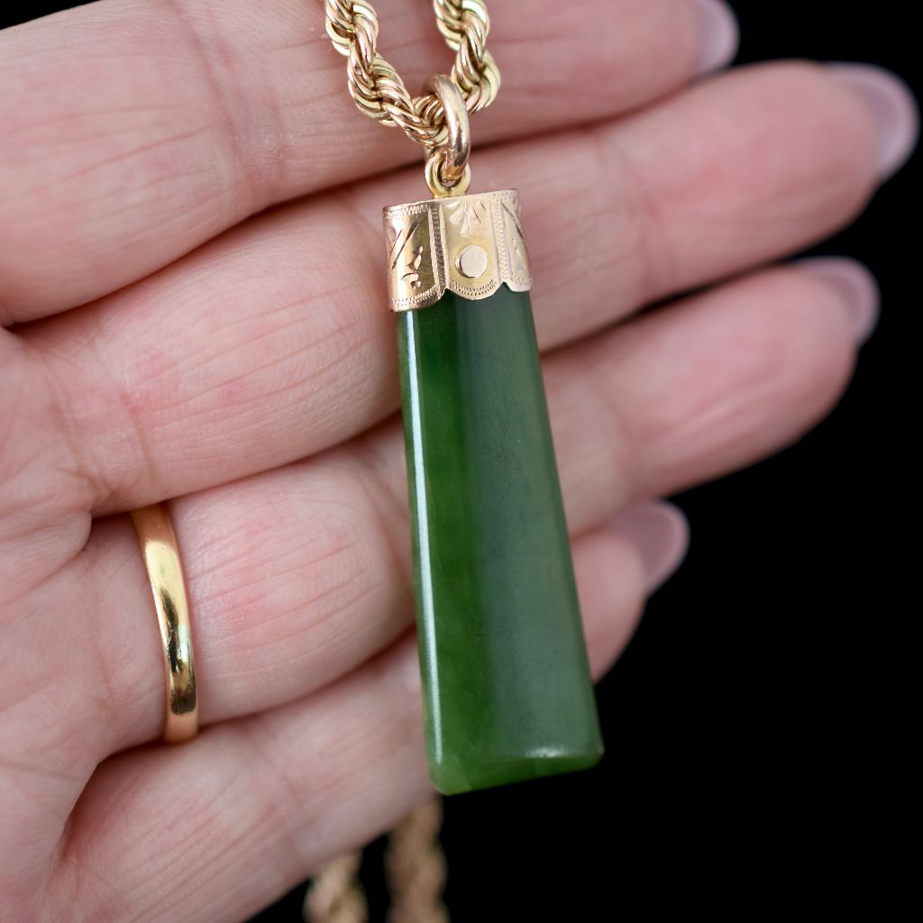 Antique Australian Willis and Sons Nephrite Jade Pounamu Pendant / Fob Circa 1895