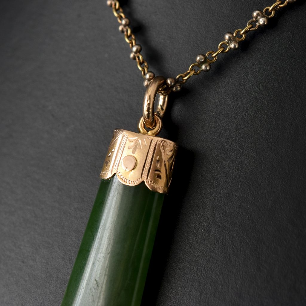 Antique Australian Willis and Sons Nephrite Jade Pounamu Pendant / Fob Circa 1895