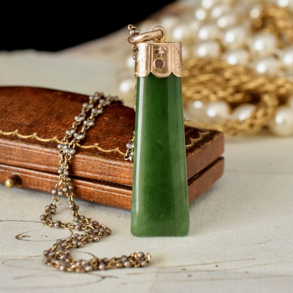 Antique Australian Willis and Sons Nephrite Jade Pounamu Pendant / Fob Circa 1895
