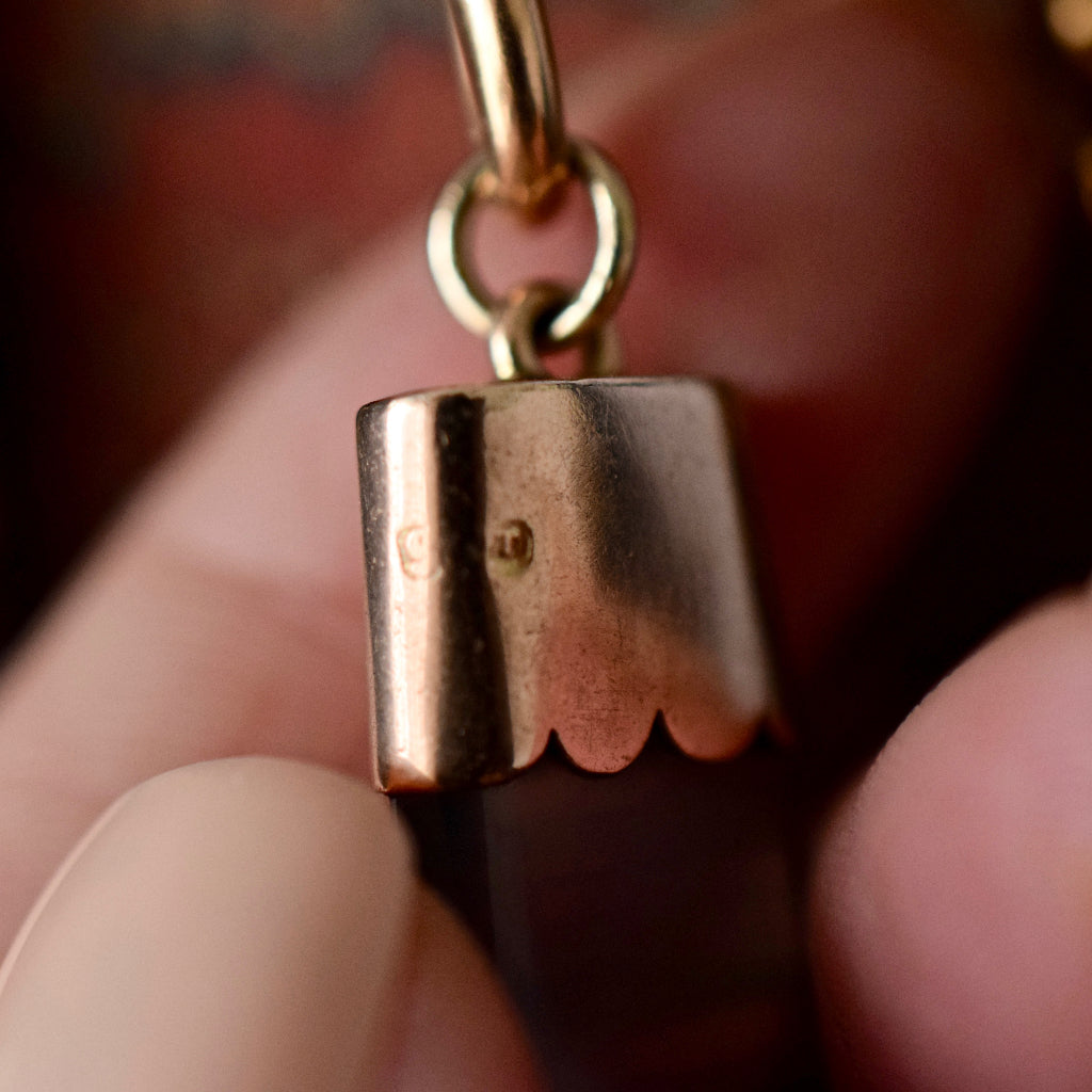 Antique Victorian Banded Agate Fob Pendant Circa 1900
