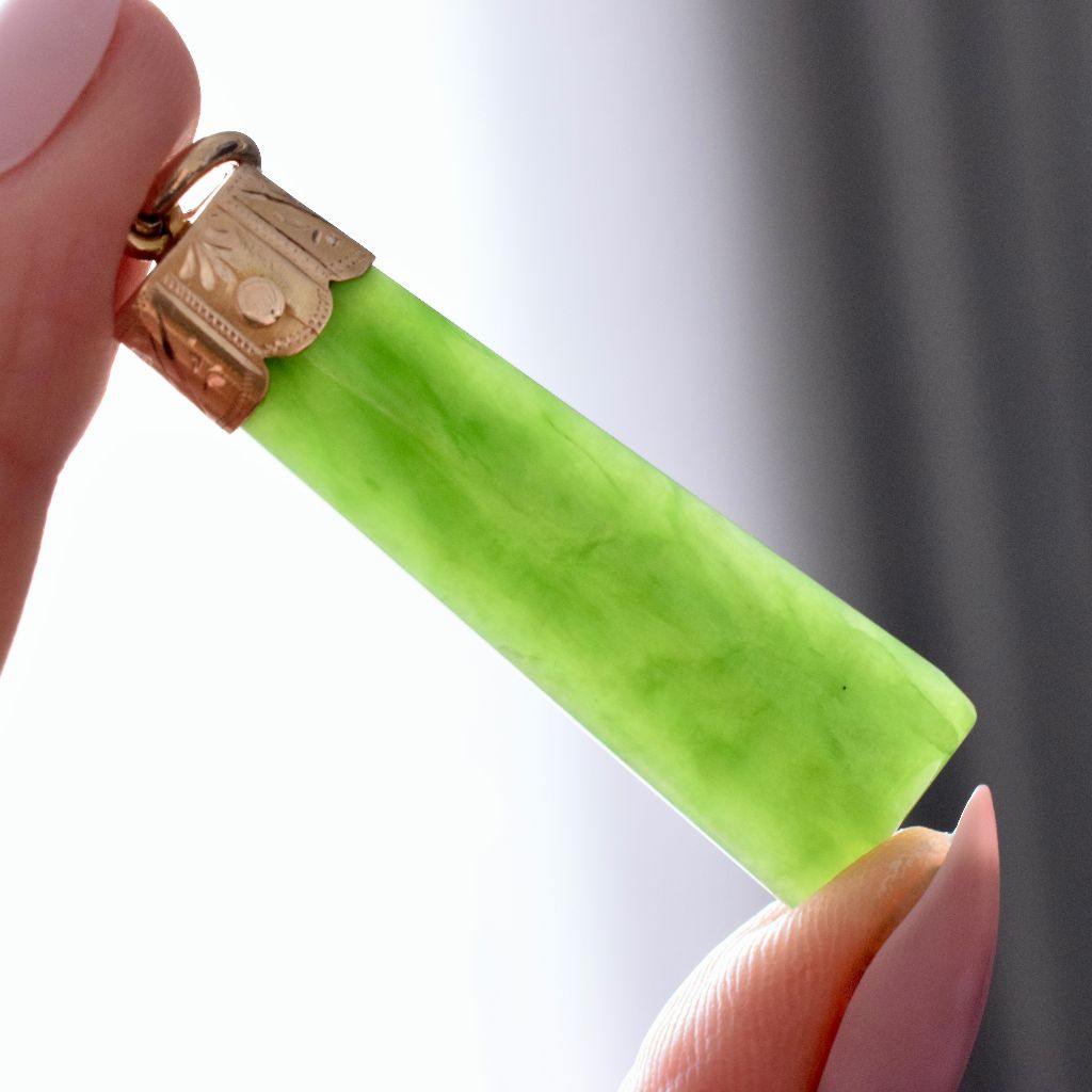 Antique Australian Willis and Sons Nephrite Jade Pounamu Pendant / Fob Circa 1895