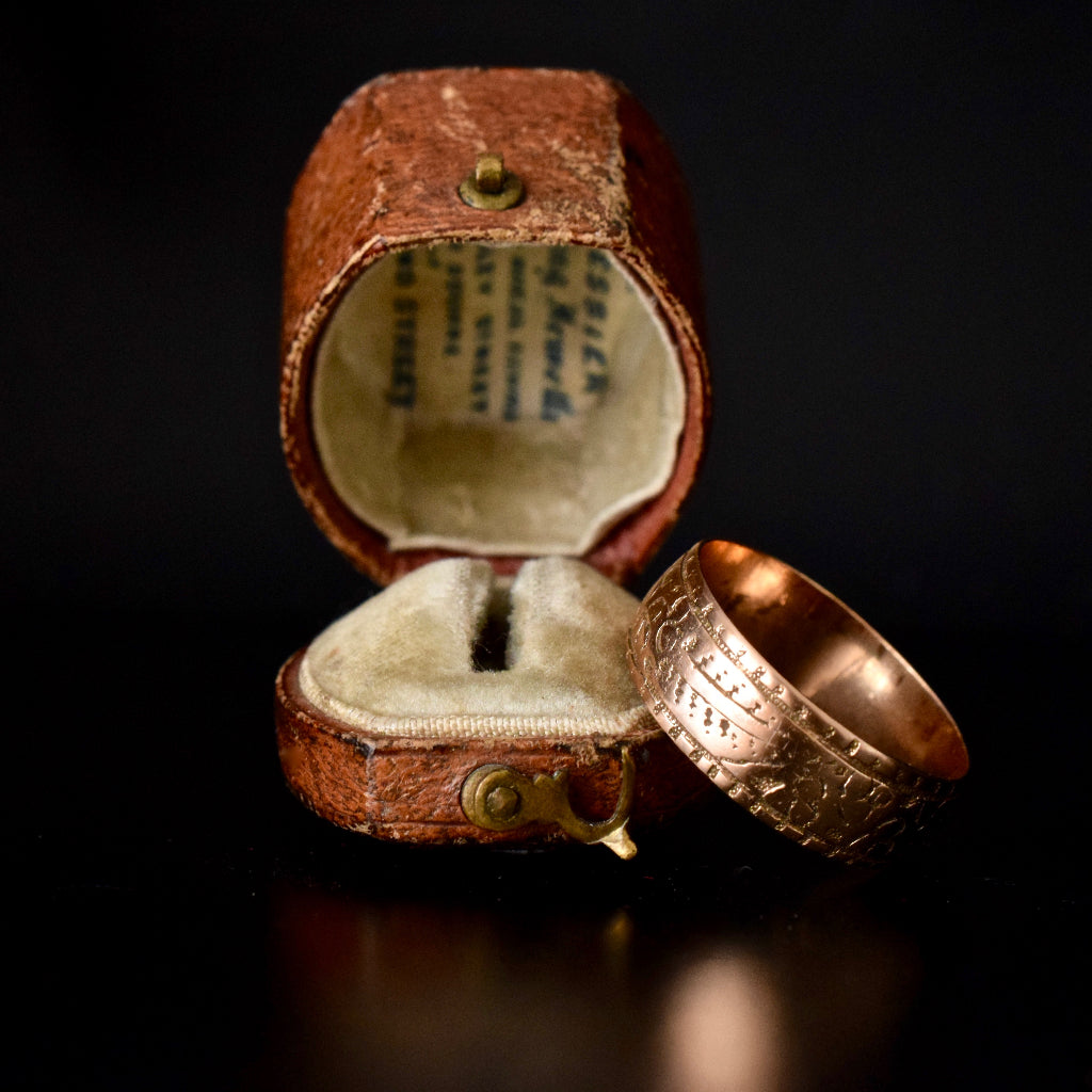 Antique 9ct Rose Gold ‘Chester’ Floral Wide Cigar Band