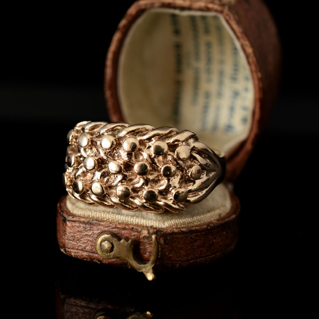 Modern Victorian Style Heavy 9ct Gold ‘Keeper’ Ring 7.55 Grams