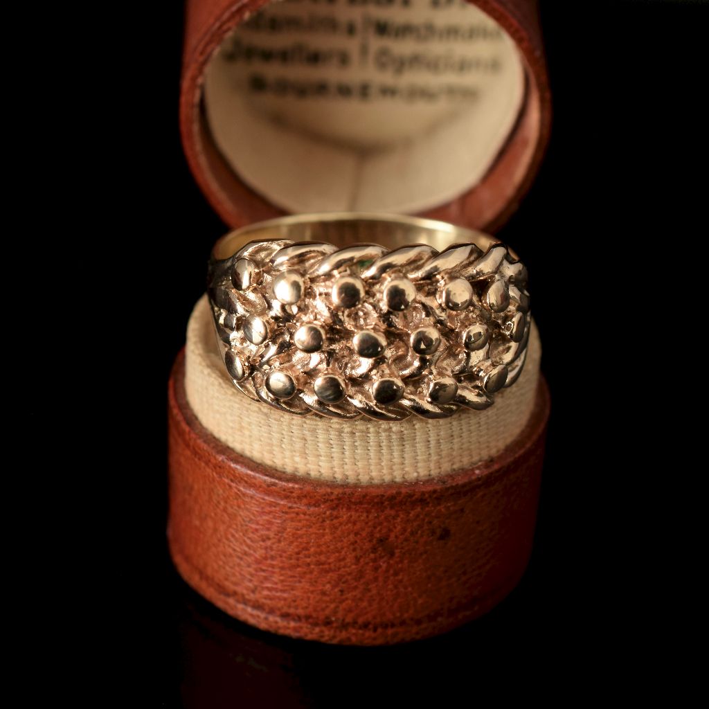 Modern Victorian Style Heavy 9ct Gold ‘Keeper’ Ring 7.55 Grams