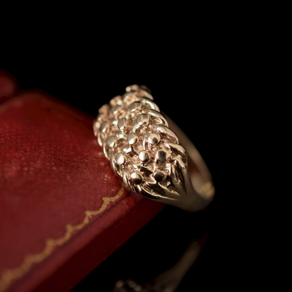 Modern Victorian Style Heavy 9ct Gold ‘Keeper’ Ring 7.55 Grams