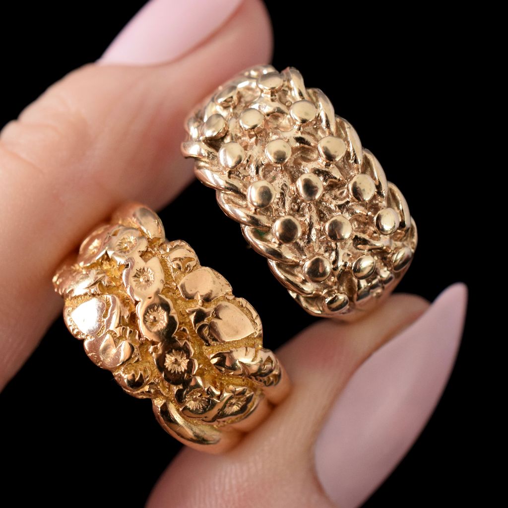 Modern Victorian Style Heavy 9ct Gold ‘Keeper’ Ring 7.55 Grams