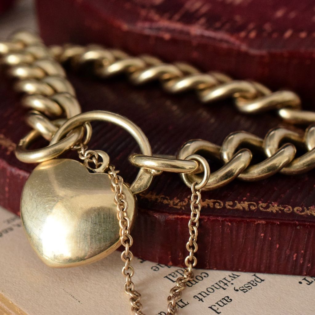 Heavy Solid 9ct Yellow Gold Curblink Padlock Bracelet 59.80 Grams