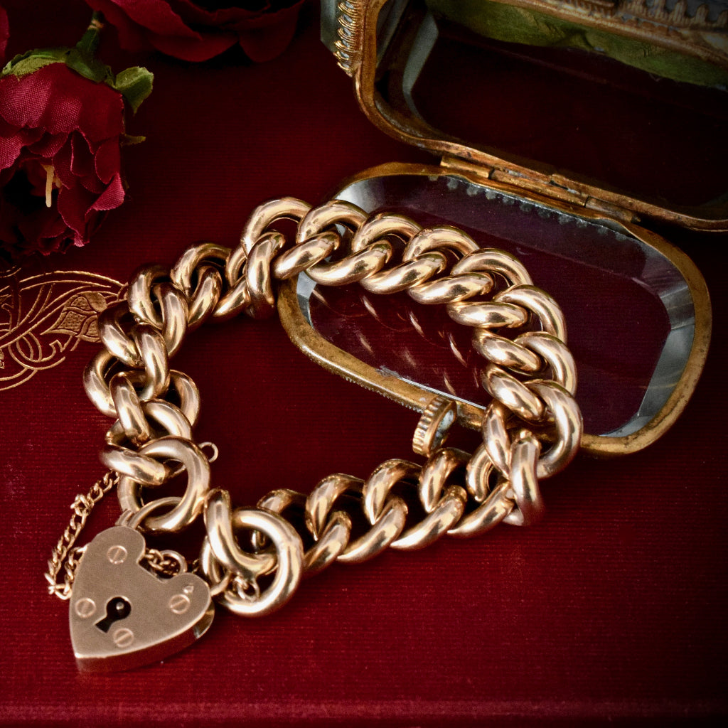 Vintage 9ct Yellow Gold Heavy Curb Link Bracelet 43.3 Grams