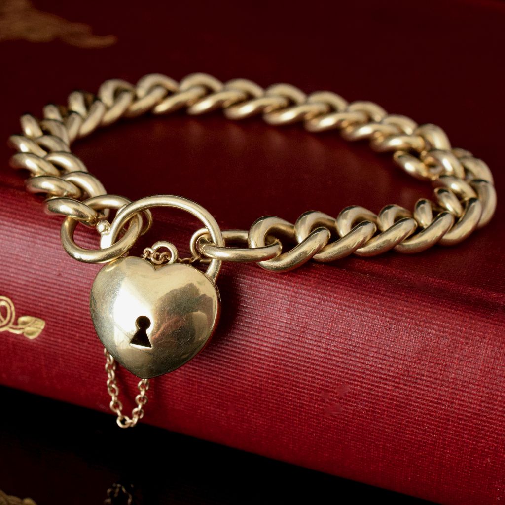 Heavy Solid 9ct Yellow Gold Curblink Padlock Bracelet 59.80 Grams