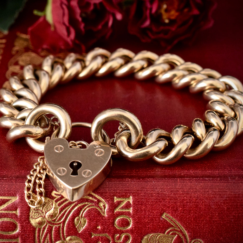 Vintage 9ct Yellow Gold Heavy Curb Link Bracelet 43.3 Grams