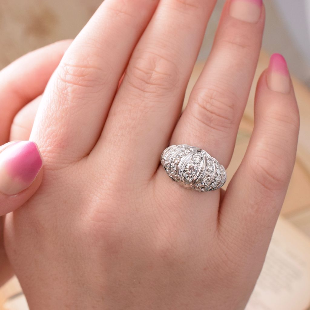 Vintage 1960’s 14ct White Gold Diamond ‘Shrimp’ Ring
