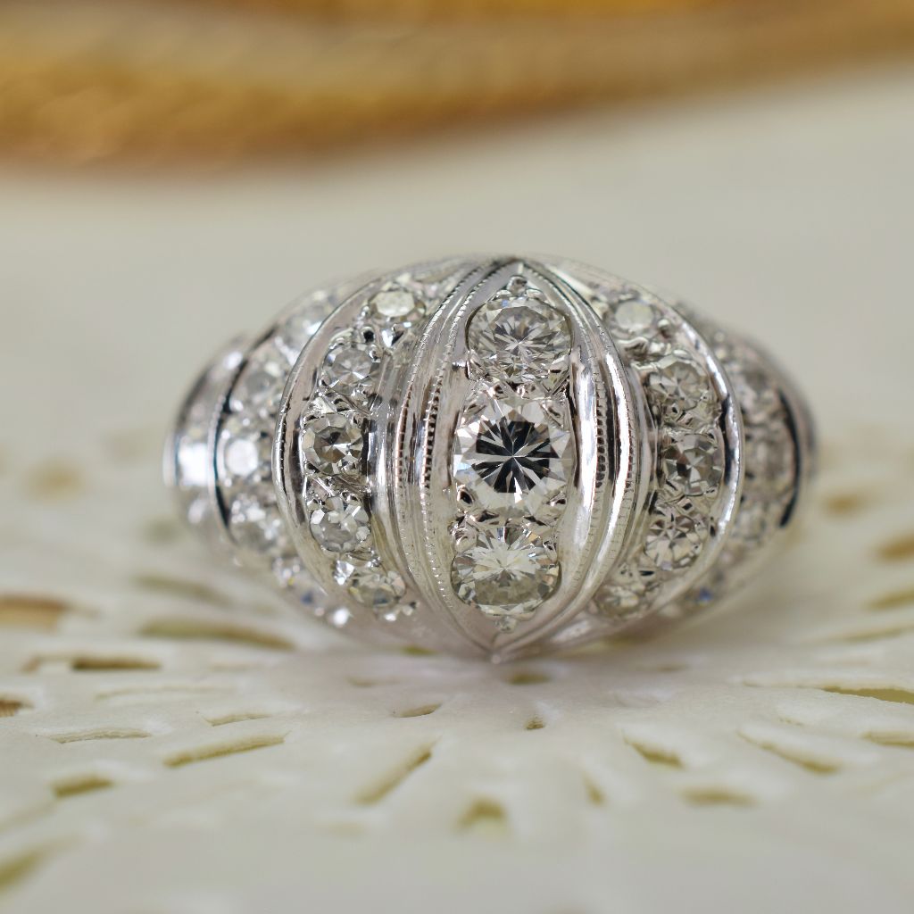 Vintage 1960’s 14ct White Gold Diamond ‘Shrimp’ Ring