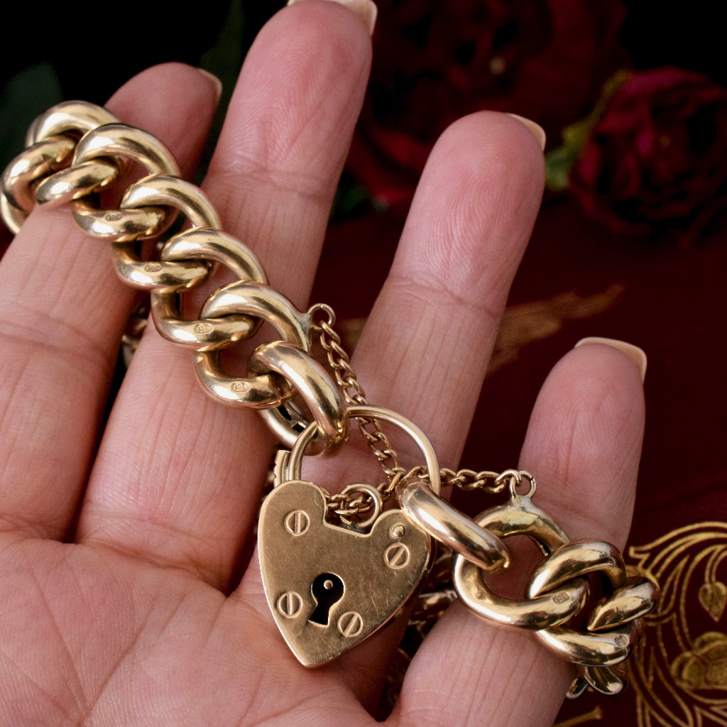 Vintage 9ct Yellow Gold Heavy Curb Link Bracelet 43.3 Grams