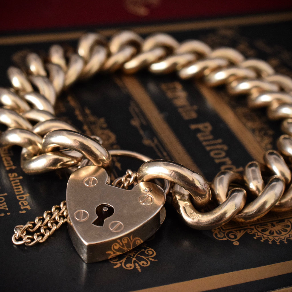 Vintage 9ct Yellow Gold Heavy Curb Link Bracelet 43.3 Grams