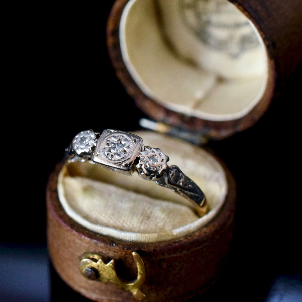 Mid Century 18ct Platinum Diamond Trilogy Ring