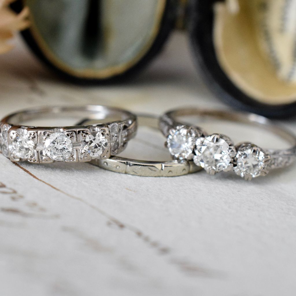 Antique Art Deco 18ct White Gold / Platinum Diamond Ring 0.80ct Circa 1935
