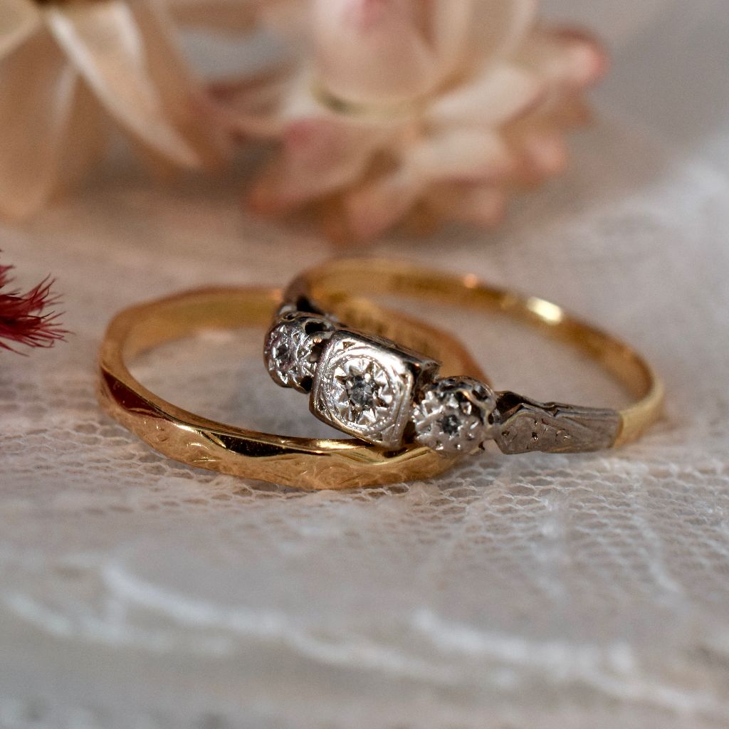 Mid Century 18ct Platinum Diamond Trilogy Ring