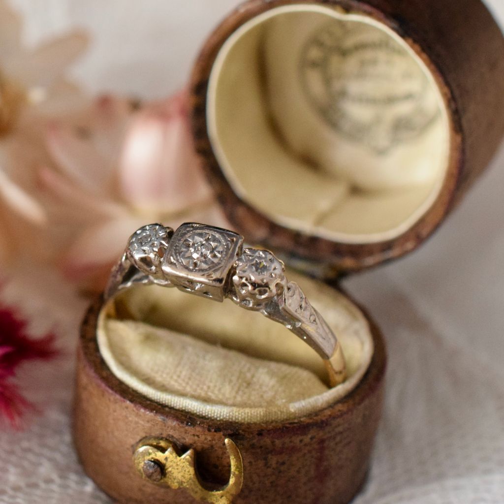 Mid Century 18ct Platinum Diamond Trilogy Ring