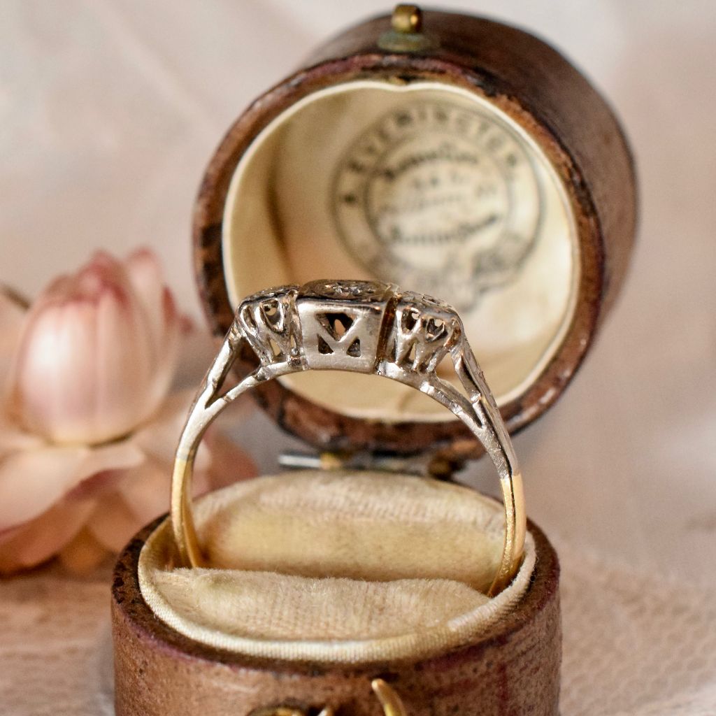 Mid Century 18ct Platinum Diamond Trilogy Ring