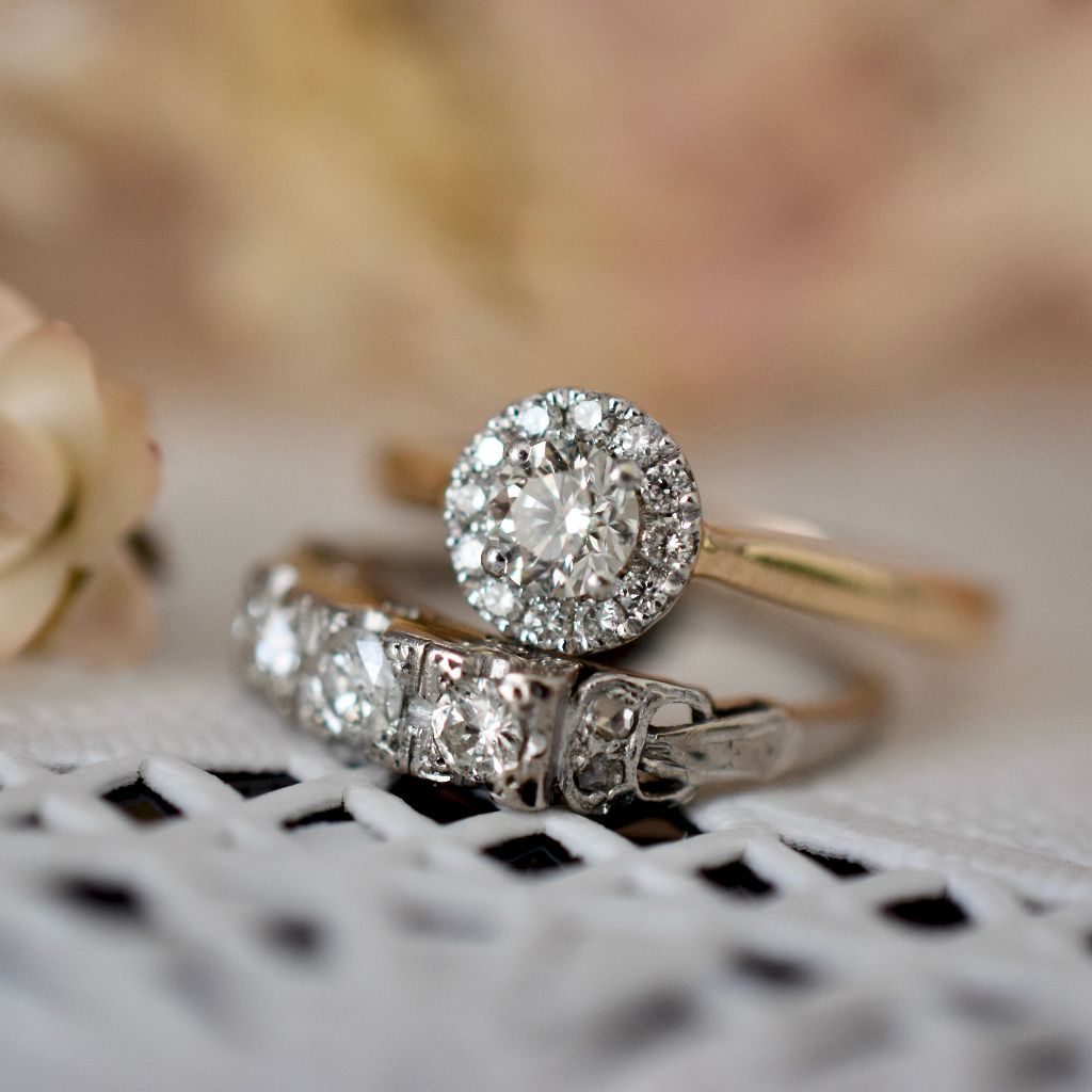 Modern 9ct Yellow Gold Diamond Cluster Halo Ring