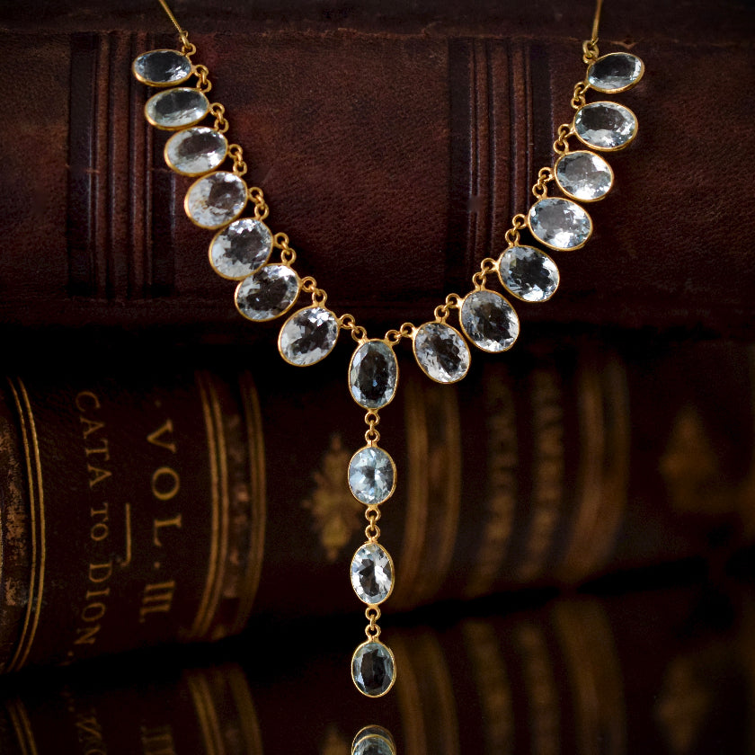 Extraordinary Natural Aquamarine 14ct Gold Necklace