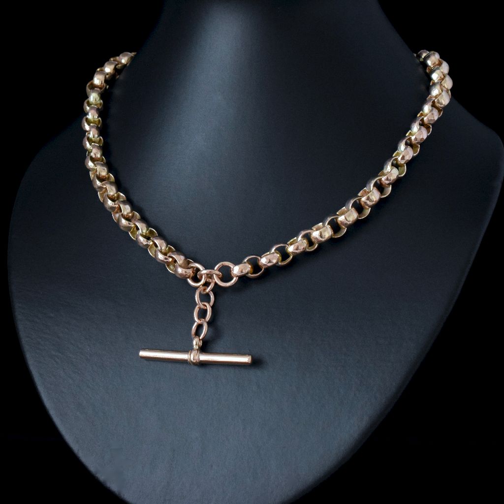 Antique 9ct Rose Gold Faceted Belcher Double Albertina 60.2 Grams