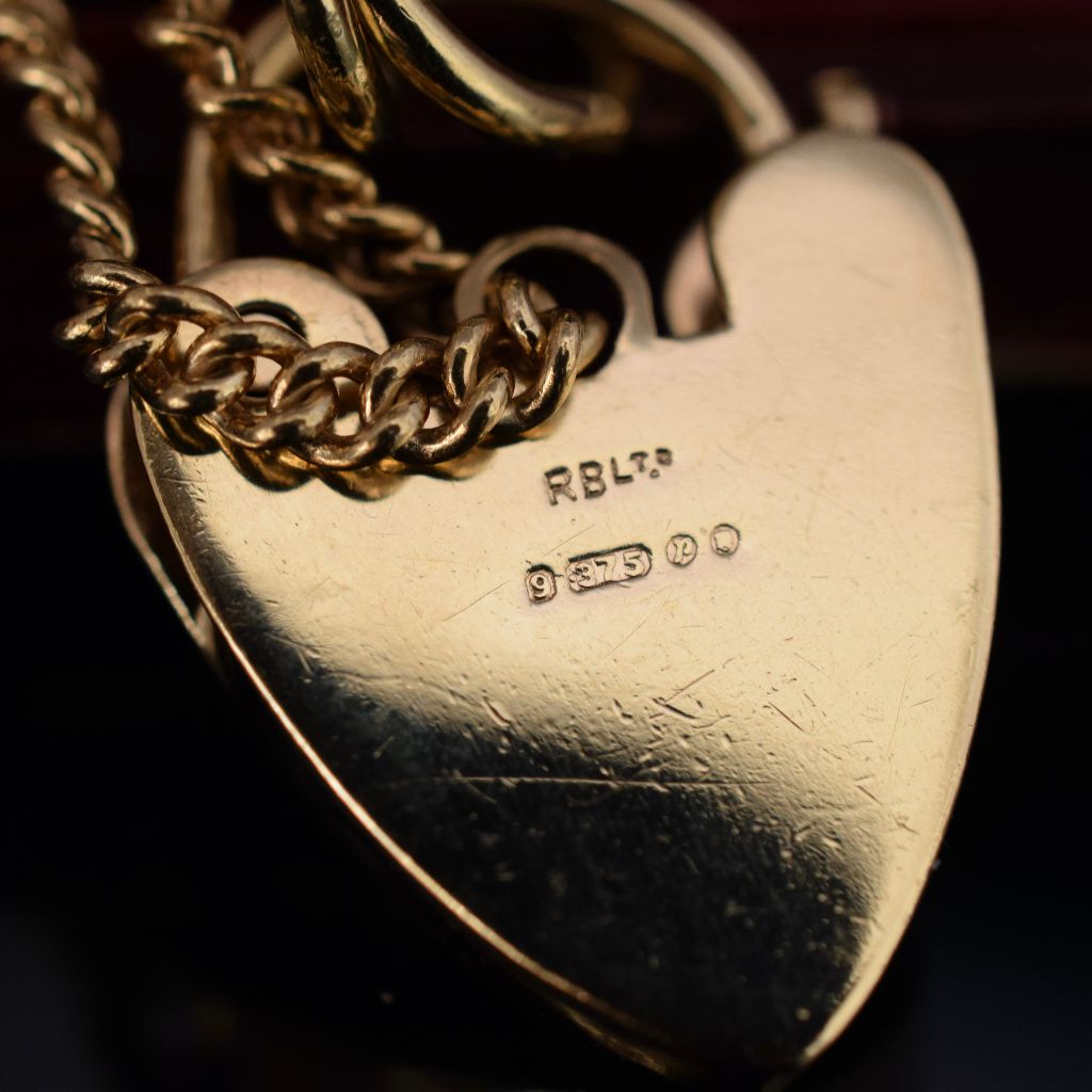 Vintage 9ct Gold 29.7 Grams Wide Gate-link Padlock Bracelet 1970
