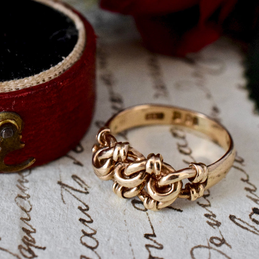 Antique 9ct Rose Gold ‘Lovers Knot’ Ring Assayed In Chester