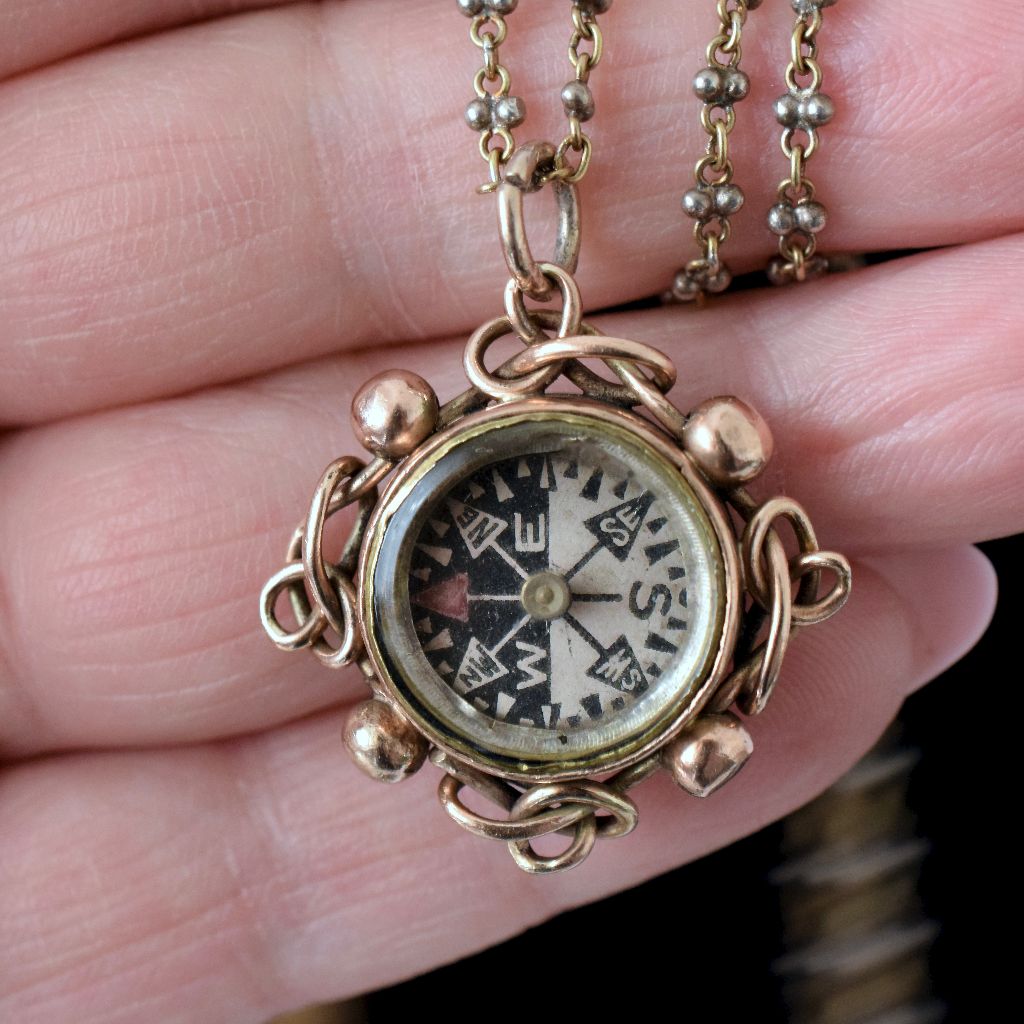 9ct Rose Gold Double Sided Carnelian Compass Fob Birmingham 1921