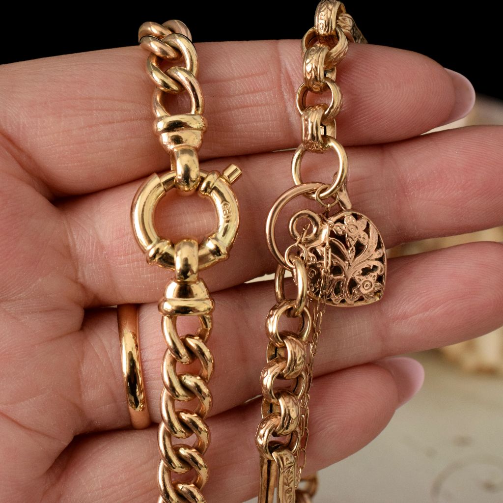 Vintage 9ct Rose Gold Fancy Link Padlock Bracelet Made In Italy