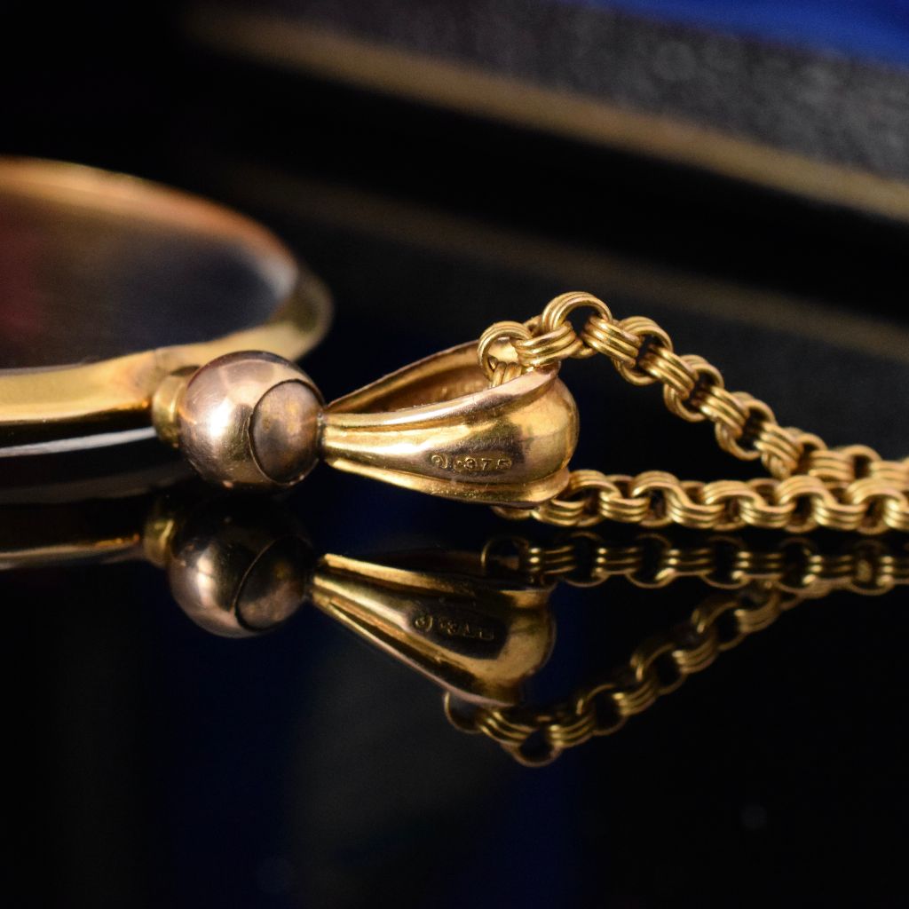 Antique Edwardian 9ct Yellow Gold Double Sided Photo Locket Dated 1908