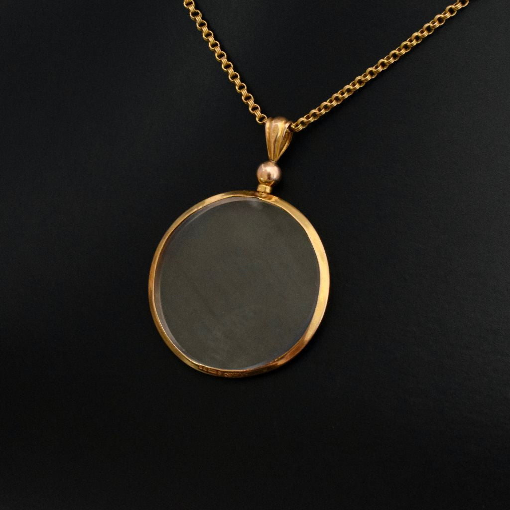 Antique Edwardian 9ct Yellow Gold Double Sided Photo Locket Dated 1908