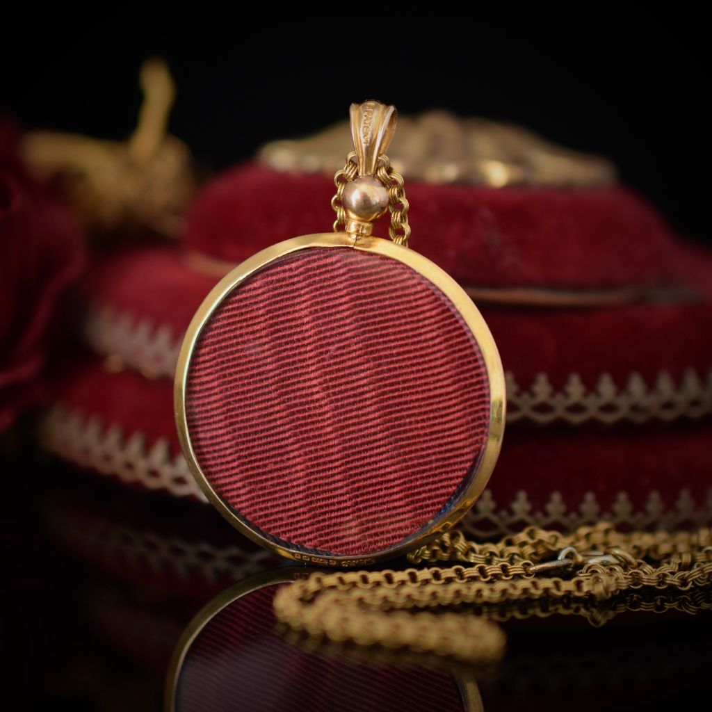Antique Edwardian 9ct Yellow Gold Double Sided Photo Locket Dated 1908