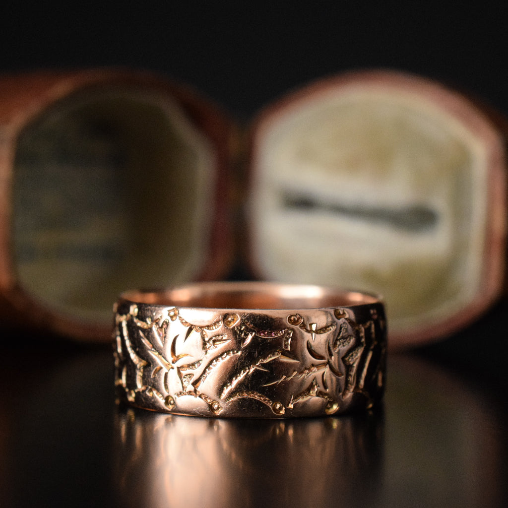 Antique ‘Ivy Leaf’ 9ct Rose Gold Birmingham Ring 1916