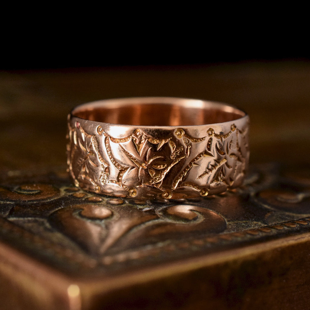 Antique ‘Ivy Leaf’ 9ct Rose Gold Birmingham Ring 1916