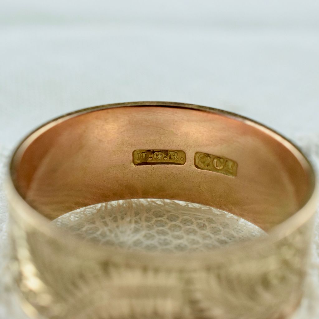 Antique Early Australian 9ct Rose Gold Wide Patterned Cigar Band By H.G. Rogers Circa 1915
