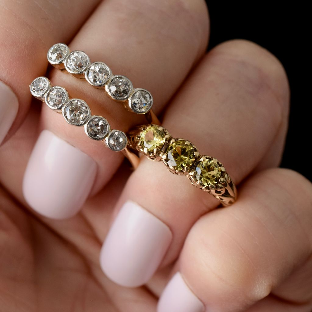 Antique Edwardian 18ct Yellow Gold Five Stone 0.80cts Diamond Ring Circa 1910