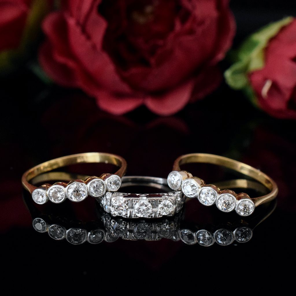 Antique Edwardian 18ct Yellow Gold Five Stone 0.80cts Diamond Ring Circa 1910
