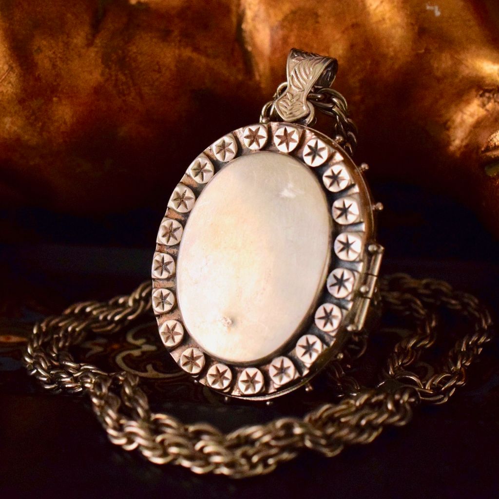 Large Antique Victorian Aesthetic Period Silver Locket Circa 1898