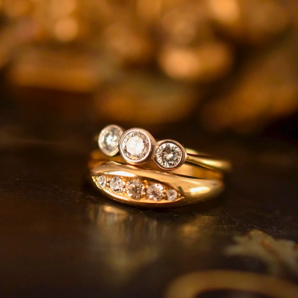 Modern 18ct Yellow Gold Diamond ‘Trilogy’ Ring ‘Past, Present And Future’