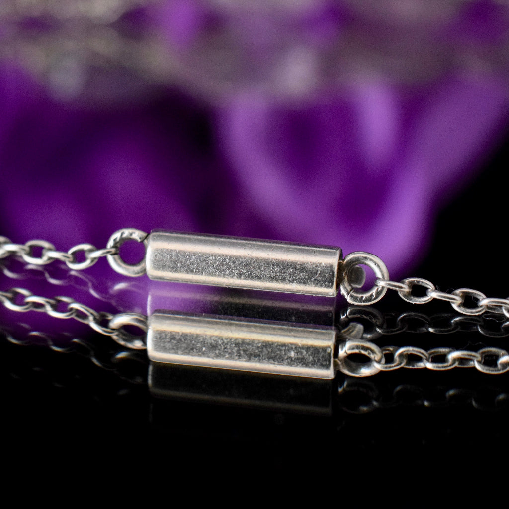 Vintage Sterling Silver Natural Amethyst Festoon Necklace