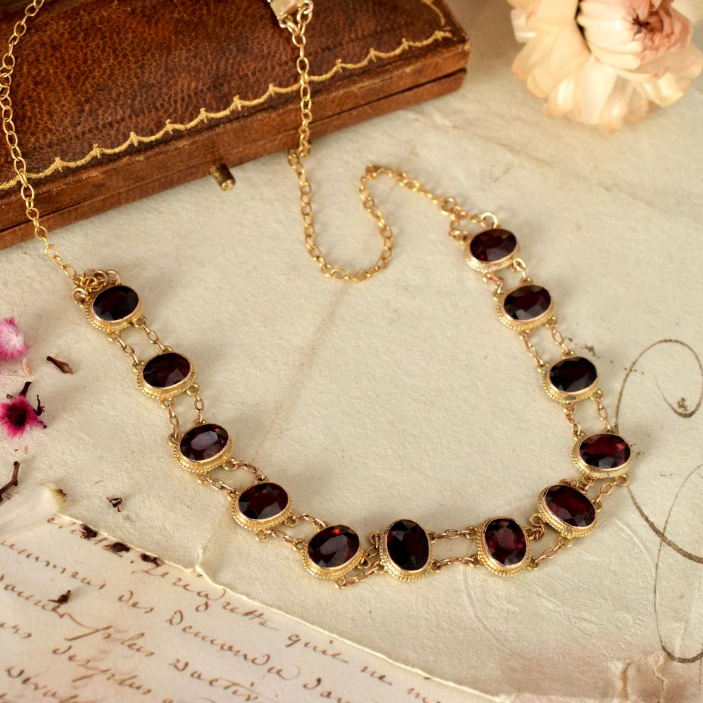 Superb Victorian 15ct Yellow Gold Almandine Garnet Choker Circa 1890