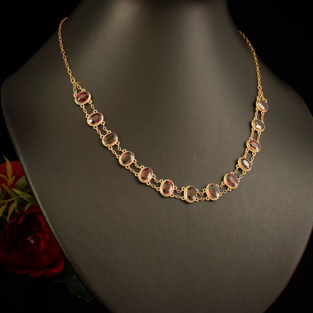 Superb Victorian 15ct Yellow Gold Almandine Garnet Choker Circa 1890
