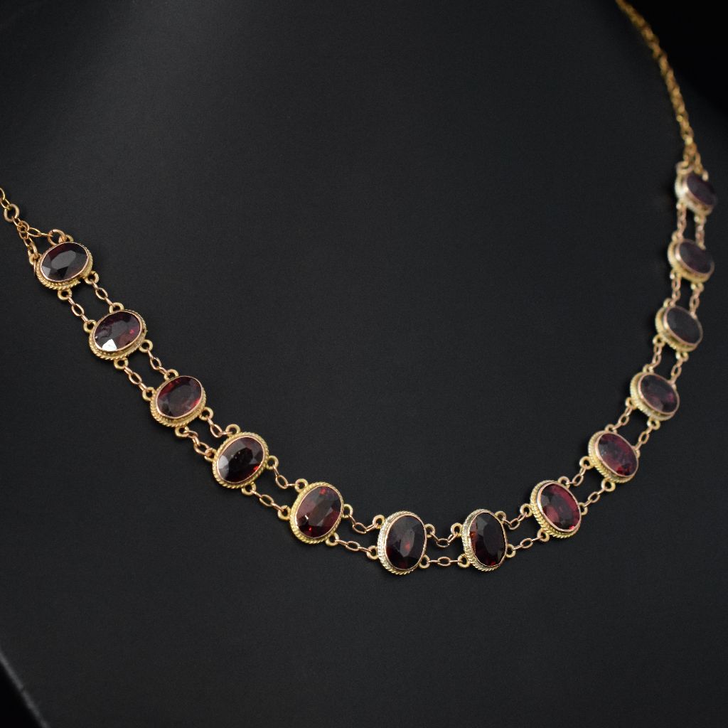 Superb Victorian 15ct Yellow Gold Almandine Garnet Choker Circa 1890